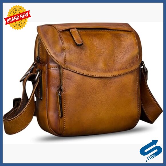 Genuine Leather Messenger Bag Crossbody Sling Daypack Work Business
